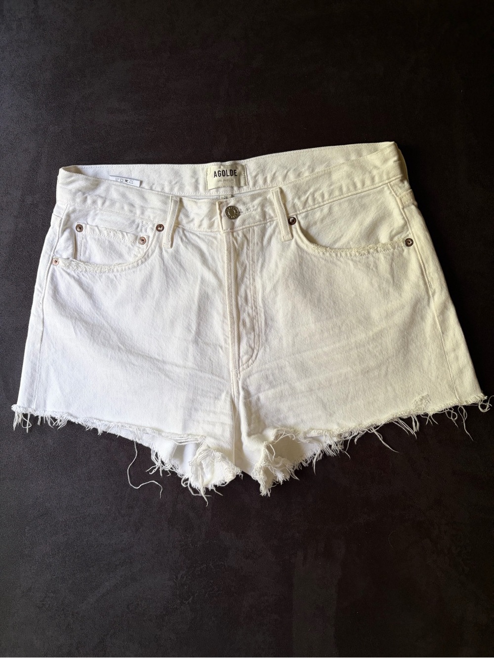 Agolde White Jean Shorts